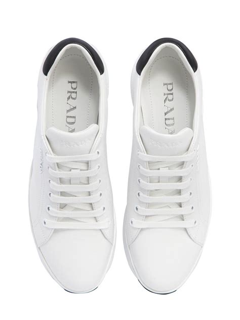 prada sport white and|prada white platform sneakers.